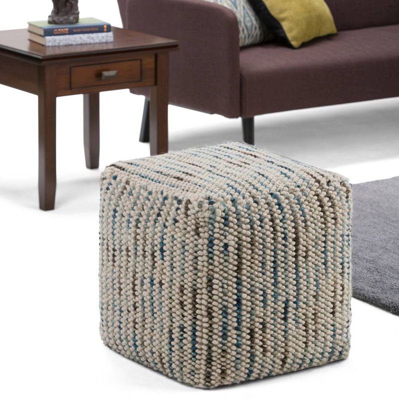 Malcolm Woven Cube Pouf Color Cotton and Wool - WyndenHall, 3 of 9