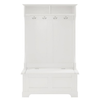 White Hall Tree with Storage Bench and Hooks