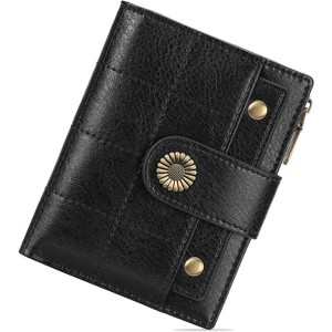 BEAFUP Small Wallets for Women Leather RFID Blocking Bifold Zipper Pocket Wallet with ID Window - 1 of 4