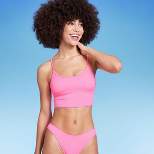 Women's Ribbed Longline Bralette Bikini Top - Wild Fable™