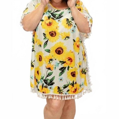 Women's Sunflower Fringe Caftan Top - Shirley Stone