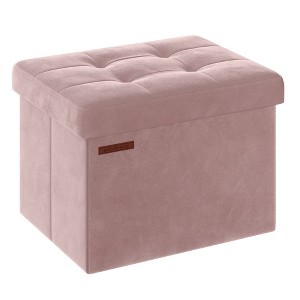 SONGMICS Small Storage Ottoman, Foldable Velvet Storage Box, Storage Chest, Foot Rest, 12.2 x 16.1 x 12.2 Inches, 286 lb Load Capacity - 1 of 4