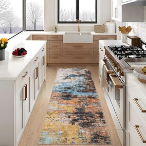 Modern Area Rugs Abstract Print Accent Carpet with Non-Slip Backing - 1 of 4
