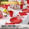 Crown Display 182 Pc Plastic Dinnerware Set: Includes 26 Each of 9''  Plates Disposable, 7'' Dessert Plates, 12oz Cups Napkins & Cutlery - 2 of 4
