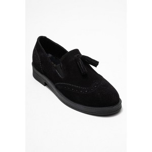 Alex - Black Suede Leather Tassel Loafers (Women) | Forever & Always Shoes - 1 of 4