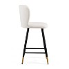 Modern style barstool, with white seats, black metal legs, and gold - tipped ends,suitable for various decoration styles - 2 of 4