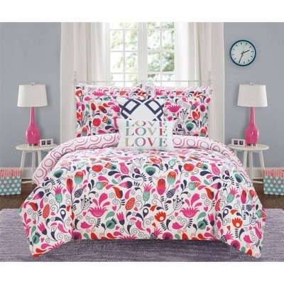7pc Twin Audley Bed In A Bag Comforter Set Pink - Chic Home Design