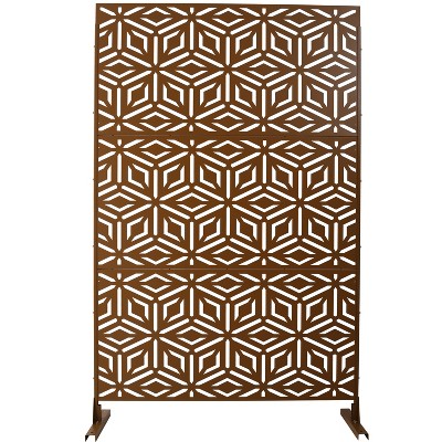 Grungis Matrix Metal Decorative Patio Screens,Freestanding Decorative Privacy Screen in with Rhombus Pattern for Balcony Patio,76" H×48" W