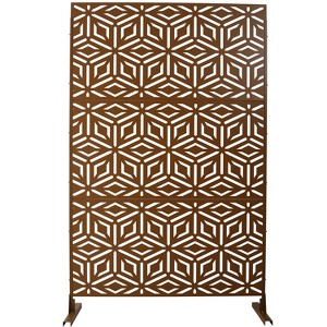 Grungis Matrix Metal Decorative Patio Screens,Freestanding Decorative Privacy Screen in with Rhombus Pattern for Balcony Patio,76" H×48" W - 1 of 4