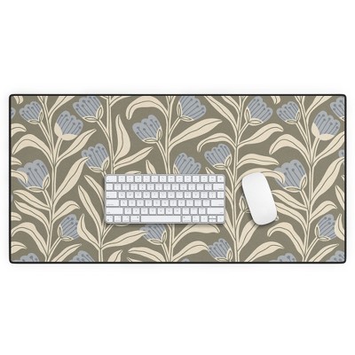 Alisa Galitsyna Bellflower Pattern Cream Olive Desk Mat - Deny Designs