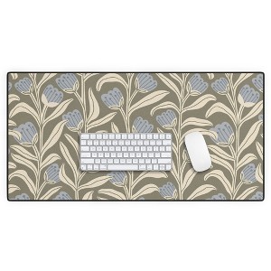 Alisa Galitsyna Bellflower Pattern Cream Olive Desk Mat - Deny Designs - 1 of 4
