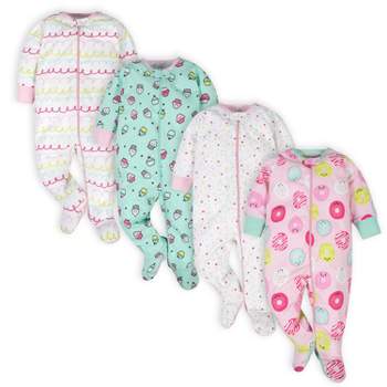 Onesies Brand Baby Girls' Long Sleeve Footed Sleepers, 4-pack