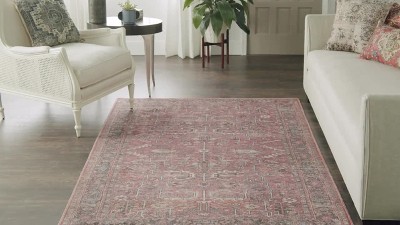 Brick Red Floral Cotton Chenille Runner Rug 2'2" x 12'