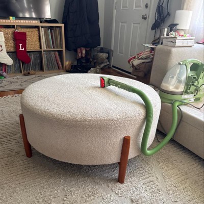 Elroy Faux Shearling Round Cocktail Ottoman With Wood Legs Cream Threshold Designed With Studio Mcgee Target