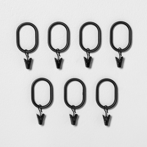 7ct Dry Rings Matte Black Hearth, Clip Curtain Rings Black