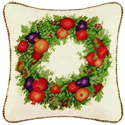 C&F Home Colonial Williamsburg Fruit Wreath Needlepoint Pillow