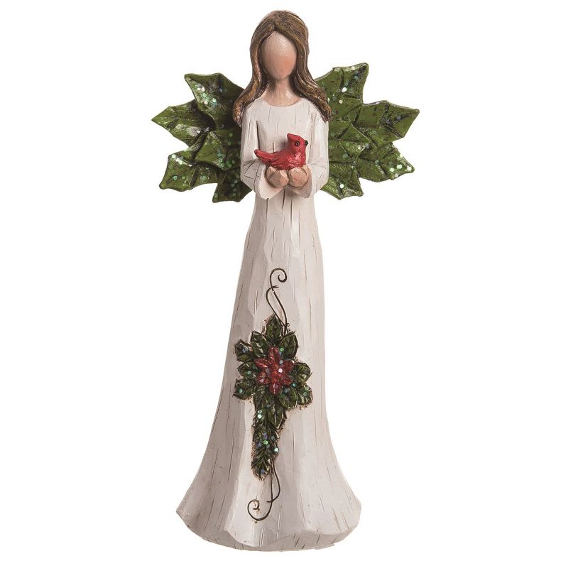 Transpac Christmas Red Holly White Angels Polyresin Tabletop Figurines Decorations Set of 3, 6.75H inches, 3 of 6