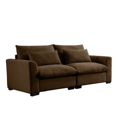 NicBex 86.6 Inch Corduroy Sofa Couch 2-Seater Sofa with Armrests for Living Room,Apartment,Bedroom