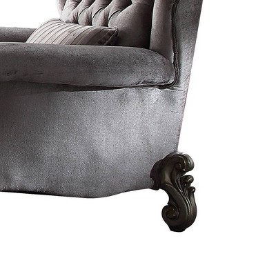Versailles Antique Platinum Velvet Accent Chair