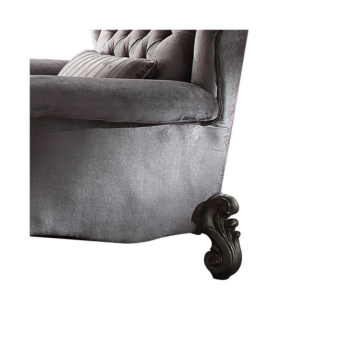 Versailles Club Chair with 1 Pillow Velvet/Antique Platinum Finish - Acme Furniture - thumbnail 4