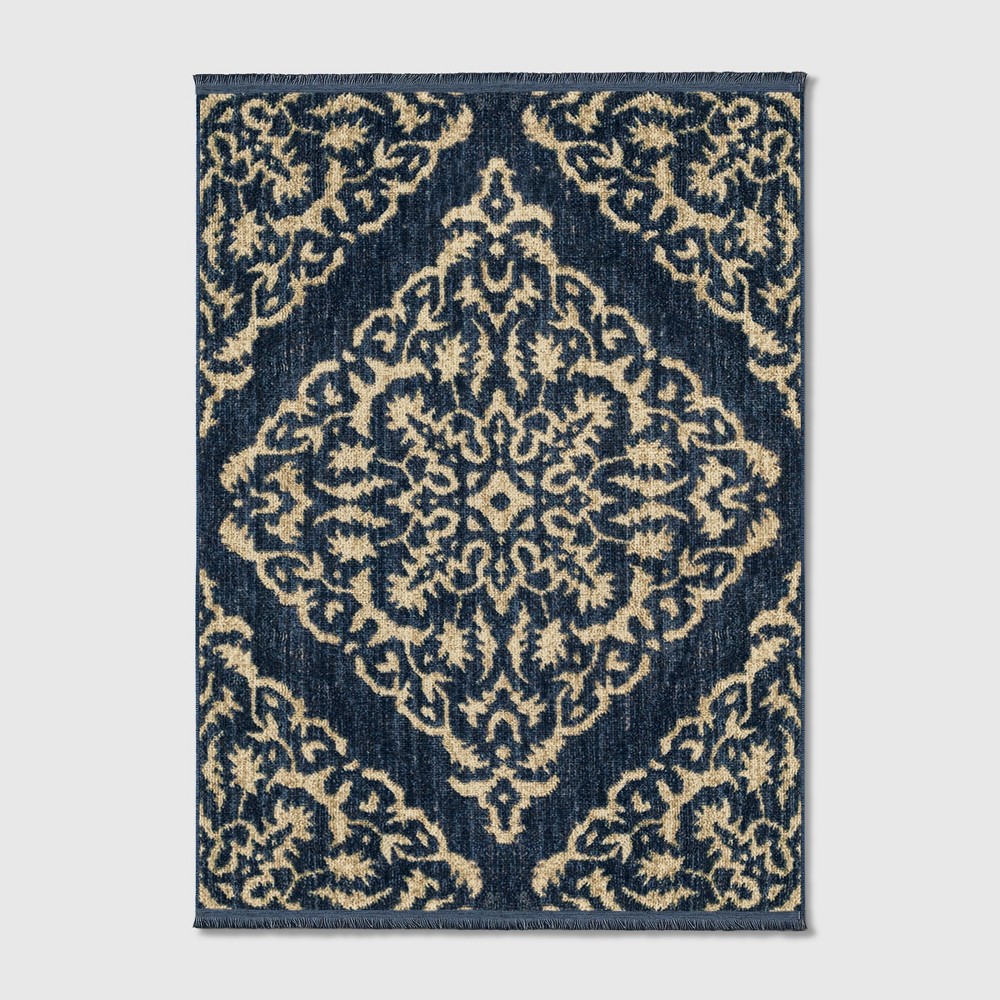 5'X7' Medallion Woven Area Rug Dark Blue - Threshold™