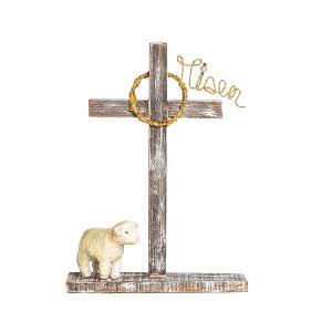 Transpac Wood Risen Cross w/Lamb Home Decorations Easter - 1 of 2