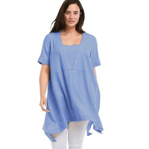 ellos Linen-Blend Hanky Hem Tunic - 1 of 4