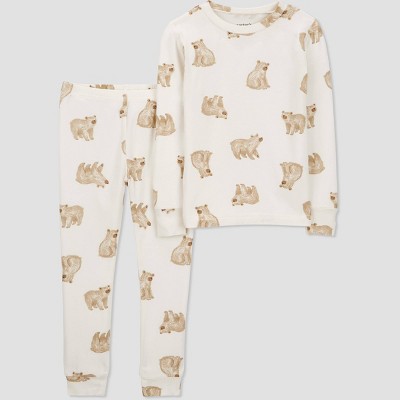 Image of Carter's Just One You®️ Toddler Boys' 2pc Comfy Soft Snug Fit Bears Pajama Set - Brown/Cream 4T