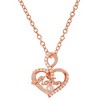 Steeltime 24" 18k pink gold plated brass simulated diamonds heart shape "Mother" pendant - 2 of 4