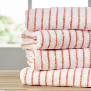Cabana Stripe 100% Cotton Pool and Beach Towels - Pack of 2 or 4 - Oversized, Absorbent, Quick-Dry Towels - Becky Cameron - 1 of 4