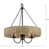 Progress Lighting Pembroke 3-Light Outdoor Chandelier, Matte Black, Rattan and Seeded Glass Shade - 2 of 4