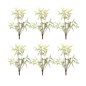 Faux Mini Fern Bush Set of 6 19.2 inch Height Green Plastic Stems with Natural Sprout Detail By Melrose - 1 of 3