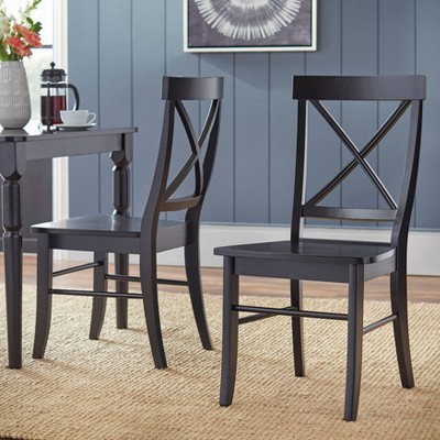 Buylateral Set of 2 Albury Farmhouse Cross Back Solid Wood Dining Chairs