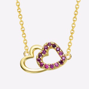 Kids' 14K Gold Plated Necklace with Entwined Double Hearts and Cubic Zirconia – A Sweet and Elegant Sparkling Design - 1 of 4