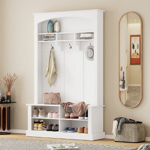 47.2� Wide Hall Tree with Bench, White - 1 of 3