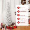 6 Ft White Pencil Christmas Tree, Slim Pre-Lit Snow Flocked Artificial Xmas Tree with 571 Branch Tips, Christmas Tree with 8 Modes Multicolor LEDs - 3 of 4