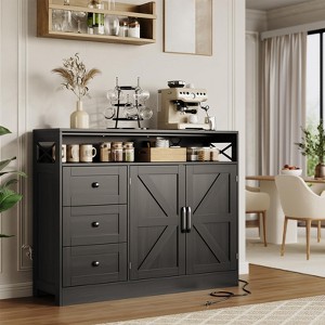 47" Sideboard Buffet Cabinet, Wooden Coffee Bar Table with Storage, Media TV Console Table, Accent Kitchen Pantry Cabinet for Living Room - 1 of 4