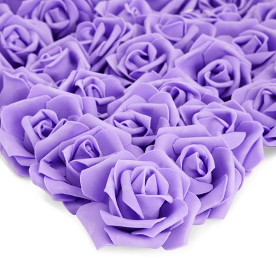 Juvale 100 Pack Purple Flowers for Crafts, 3 Inch Stemless Foam Roses for  Wall Decorations, Wedding Receptions, Faux Bouquets, Spring Decor, DIY