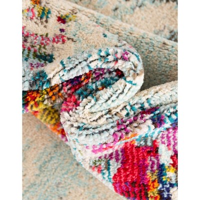 Colorful Abstract Blue Synthetic Rectangular Area Rug