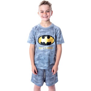 DC Comics Boys' Justice League Digital Camo Batman 2 PC Pajama Set Grey - 1 of 4