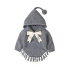 MyKids-USA Baby Girl 1pcs Solid Color Big Bow Tie Patched Design Shawl Kniited Hoodies With Hat - 4 of 4