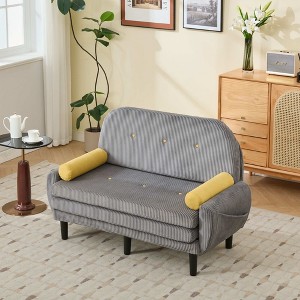 ORRD Ivory corduroy love seat soaf livingroom day bed recliner with storage pocket USB charger - 1 of 4