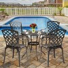 Costway Outdoor Cast Aluminum Arm Dining Chairs Set of 2 Patio Bistro Chairs, Brown - 3 of 4