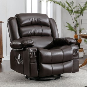 NicBex PU leather fabric Glider Rocking Chair,Upholstered Swivel Recliner Chairs with Vibration Massage and Heat,Nursing Chair for Bedroom - 1 of 4