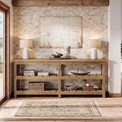 Tribesigns 70.86" Extra Long Console Table, Farmhouse 3-Tier Entryway Table, Wood Sofa Table Behind Couch for Living Room, Hallway, Foyer