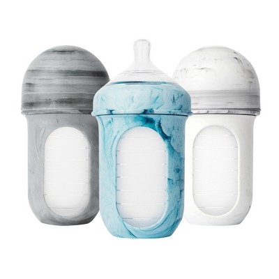 Boon 8 fl oz Nursh Silicone Baby Bottles with Collapsible Silicone Pouch - 3pk - Tie Dye