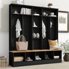 TIRAMISUBEST Modern Entryway Hall Tree with Bench, 8-Hook Coat Rack & Cube Storage, Space-Saving Organizer Cabinet, Black - 2 of 4