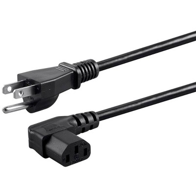 Monoprice Left Angle Power Cord - 6 Feet - Black | NEMA 5-15P to Left Angle IEC 60320 C13, 18AWG, 10A/1250W, SVT, 125V