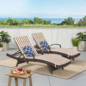 Christopher Knight Home Salem Outdoor Wicker Adjustable Chaise Lounges with Cushion (Set of 2) - 1 of 4