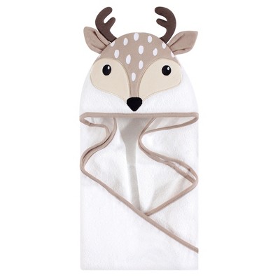 Hudson Baby Infant Cotton Animal Face Hooded Towel, Little Fawn, One Size